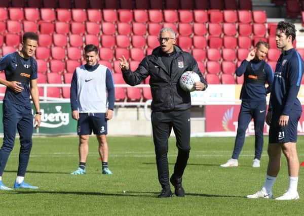 Cobblers boss Keith Curle on the training pitch