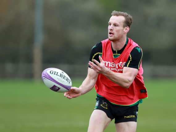 Rory Hutchinson in training at Saints this week