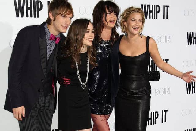 (L-R) Actors Landon Pigg, Ellen Page, Juliette Lewis and Drew Barrymore attend the Whip It film premiere in Los Angeles in 2009 (Photo by Frederick M. Brown - Getty Images)