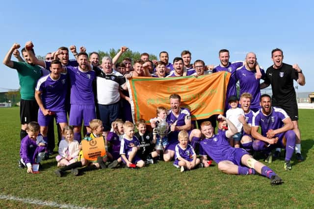 Daventry Town celebrate their Future Lions United Counties League title. Photo: Martin Pulley