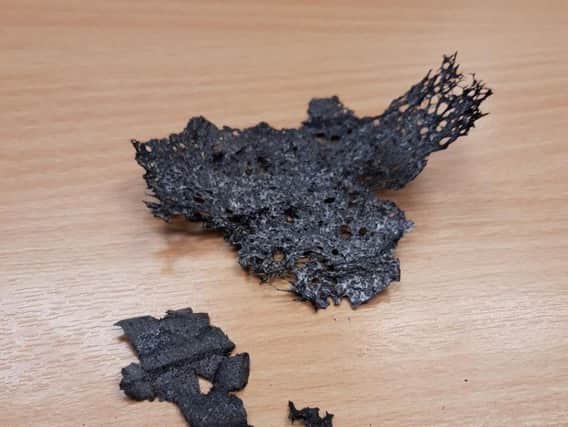 This chunk of ash from the fire was found in Kettering - nine miles away.