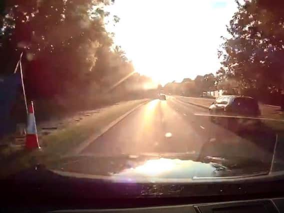 An image taken from footage captured by Chief Constable Nick Adderley's dashcam