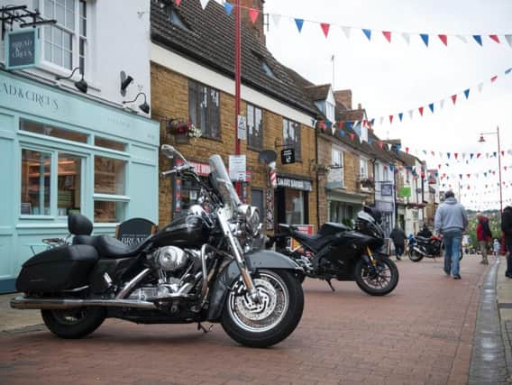 Some of the bikes on display in Sheaf Street in town at this year's Daventry Motorcycle Festival. (Picture by David Guest).