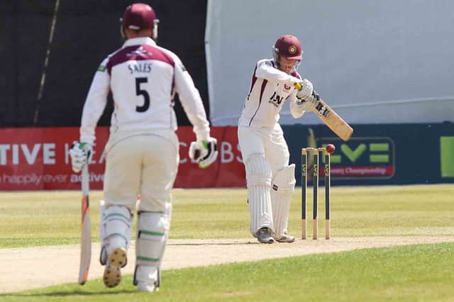Ben Duckett in action during the first day of the clash with Lancashire