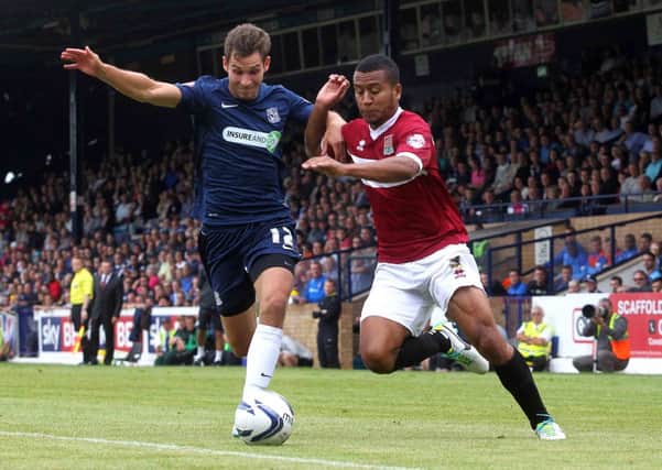 Joe Widdowson battles for the ball at Southend (pictures: Sharon Lucey)