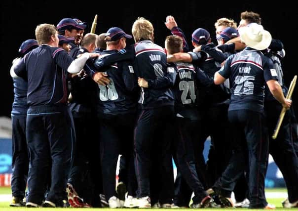 HUDDLE UP! - Northants Steelbacks celebrate their t20 final win over Surrey (Picture: Kirsty Edmonds)
