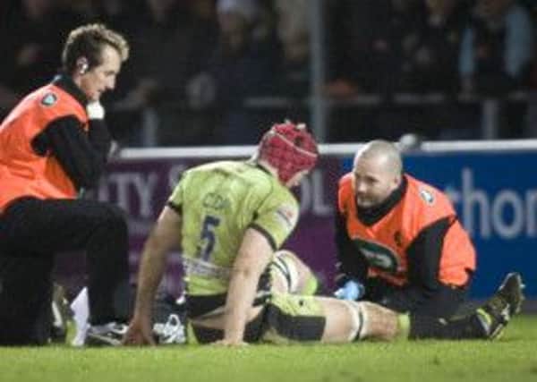 INJURY BLOW - Christian Day was forced off in Saints' win at Exeter (Picture: Linda Dawson)