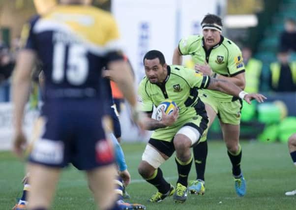 TOUGH DAY - Samu Manoa scored as Saints overcame a half-time deficit to win at Worcester in November (Picture: Linda Dawson)