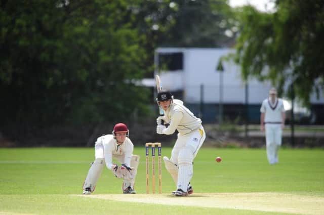 Rob Sayer, seen batting for Peterborough Town, starred with the ball in England U19's defeat to Sri Lanka