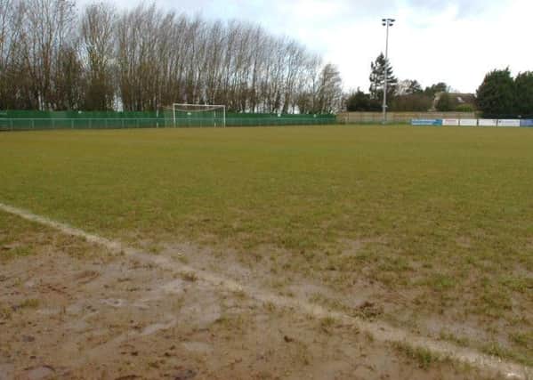 SATURATED - Daventry Town's Communications Park pitch was unfit for play last Saturday (Picture: Ian Spencer)
