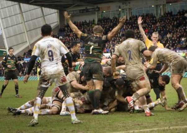 TOO STRONG - the Saints pack were too powerful for their Worcester counterparts last weekend (Picture: Linda Dawson)
