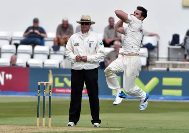 TOO GOOD - Lancashire's Jimmy Anderson in action against Northants this week (Picture: Dave Ikin)