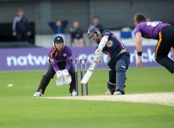 Steven Crook in action during the Steelbacks' three-wicket victory at Headingley last month
