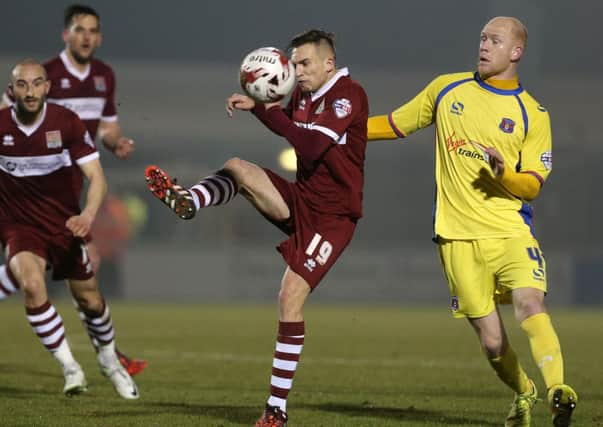 Lawson D'Ath in action during the Cobblers' defeat to Carlisle at Sixfields (pictures: Kirsty Edmonds)