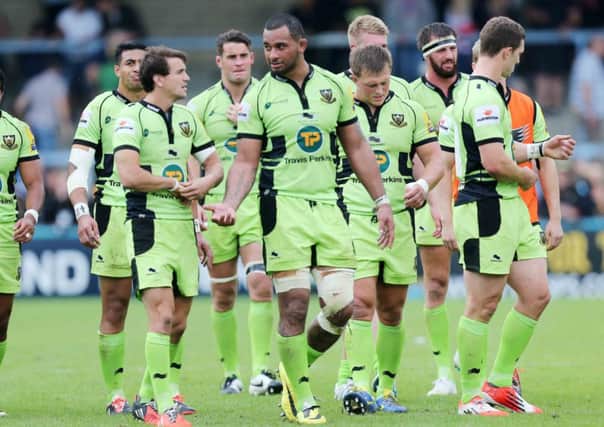 BAD DAY - Calum Clark and his Saints team-mates trudge off the pitch after being beaten at Wasps in September