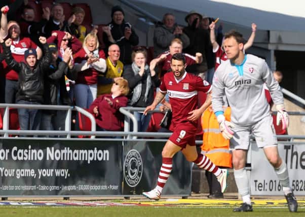 CLINICAL - Marc Richards celebrates after scoring his goal against Cheltenham (Pictures: Sharon Lucey)