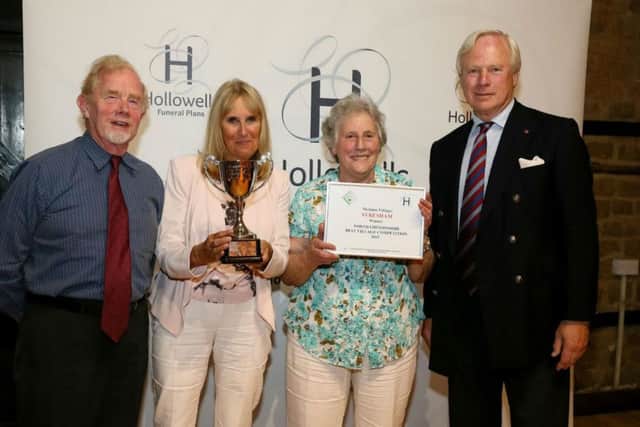 Syresham  Winner of Medium Sized Villages cup and Overall 2015 Best Village Competition runner-up. Photo shows John Nash, Chris Munsey & Dot Dunkley receiving Medium Winners cup from David Laing