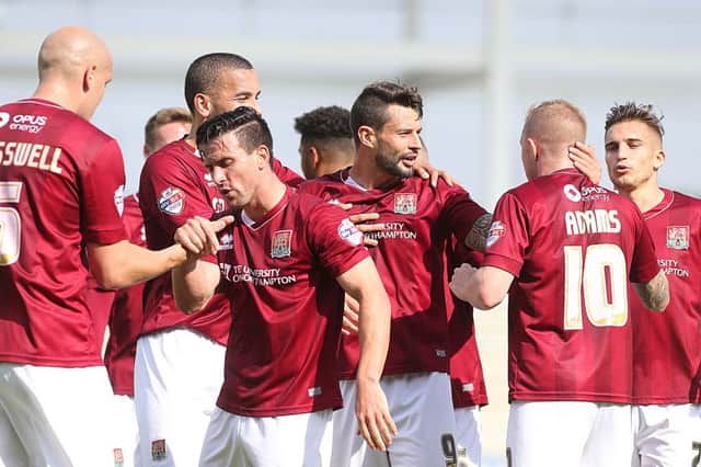 Northampton celebrate Marc Richards' goal. Picture by Kirsty Edmonds