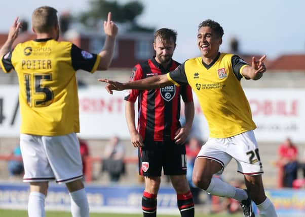 GOAL-DEN BOY - Dominic Calvert-Lewin is all smiles after scoring at Morecambe on Saturday (Picture: Kirsty Edmonds)