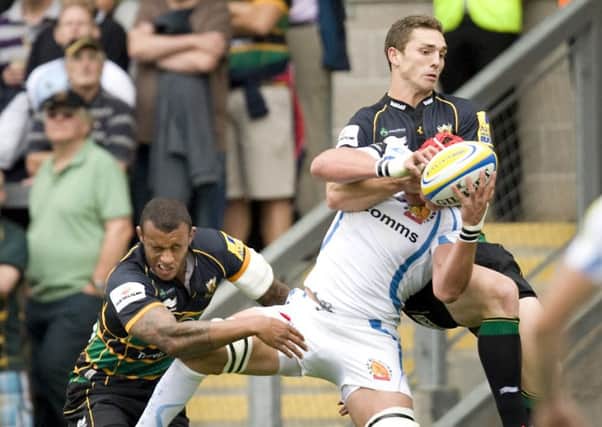 Saints team-mates Courtney Lawes and George North will square up at Twickenham on Saturday (picture: Linda Dawson)