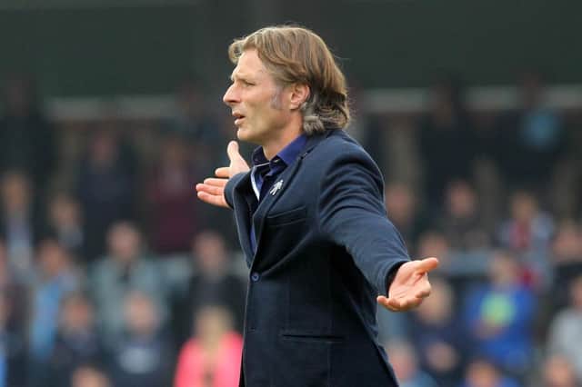 An animated Gareth Ainsworth on the touchline during Wycombe's defeat to Northampton. Picture by Sharon Lucey