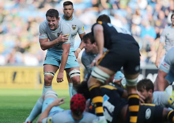 Calum Clark was forced off during the first half of Saints' pre-season win against Wasps at the Ricoh Arena (picture: Kirsty Edmonds)