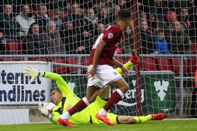 Dominic Calvert-Lewin steers the ball home to bring Northampton level (pictures by Sharon Lucey)