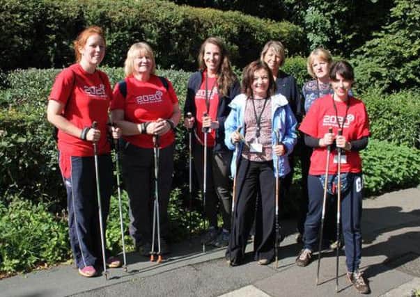 Staff at Daventry District Council try nordic walking for the 20 Million Steps campaign