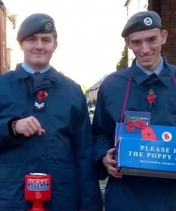Cadets collect for the Poppy Appeal.