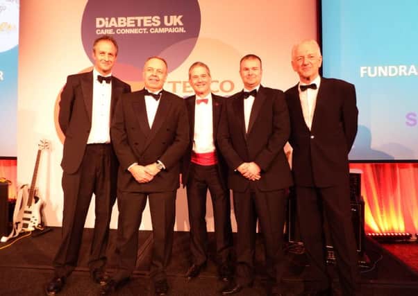Pictured from left to right: Chris Askew, Diabetes UK Chief Executive, Simon Shenton, Simon Gillespie, the British Heart Foundation Chief Executive, Karl Headley and compere Pavel Douglas.