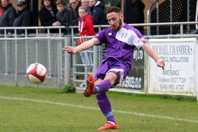 Daventry Town's Joe Curtis missed a penalty at Romulus