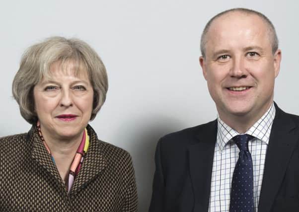 Home Secretary Theresa May with Conservative Northamptonshire PCC candidate Stephen Mold. 

Picture by Ben Stevens / i-Images NNL-161003-021432001