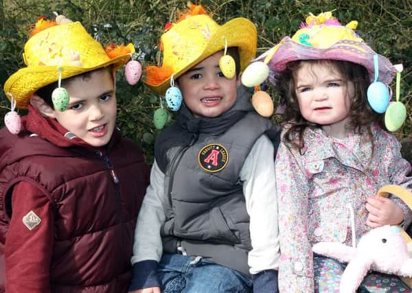 The 2015 Easter Egg hunt at Daventry Country Park. Pictured, Charlie (8), Oscar (4) and Hollie (2) Huxley NNL-150604-161517009