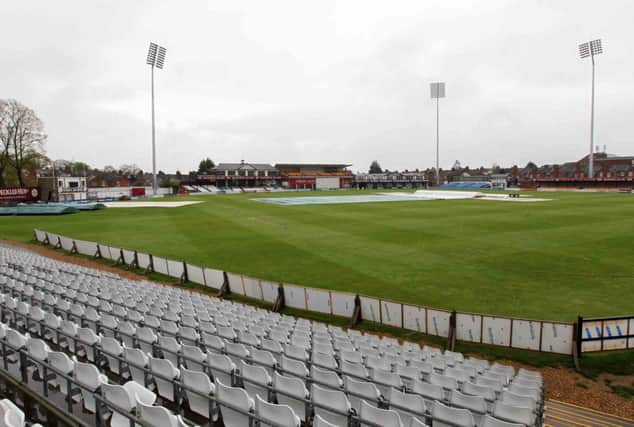 The covers on the pitch at the County Ground, after day two of the LV= County Championship match between Northamptonshire and Hampshire was called off due to bad weather. ENGNNL00220120305172347