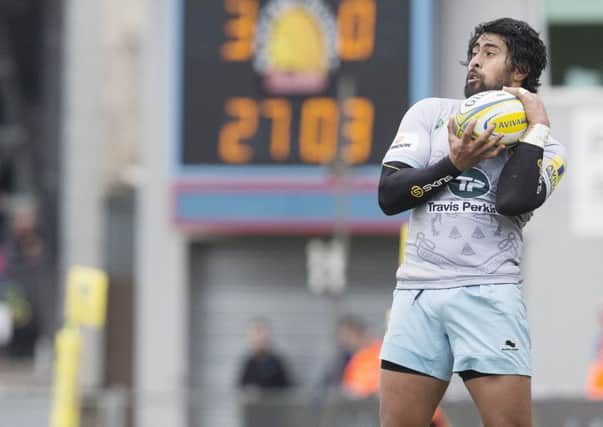 Ahsee Tuala helped Saints fly into the lead at Sandy Park last Sunday (picture: Kirsty Edmonds)