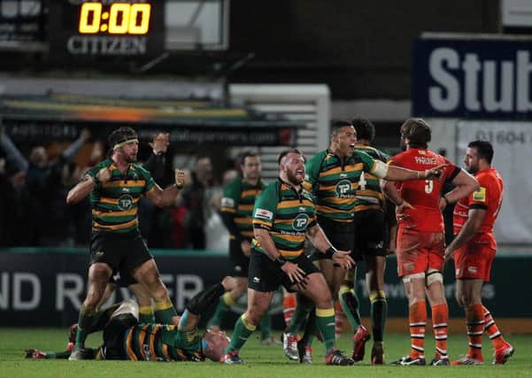 Saints defeated Leicester in December 2014, despite the dismissal of Dylan Hartley (picture: Sharon Lucey)