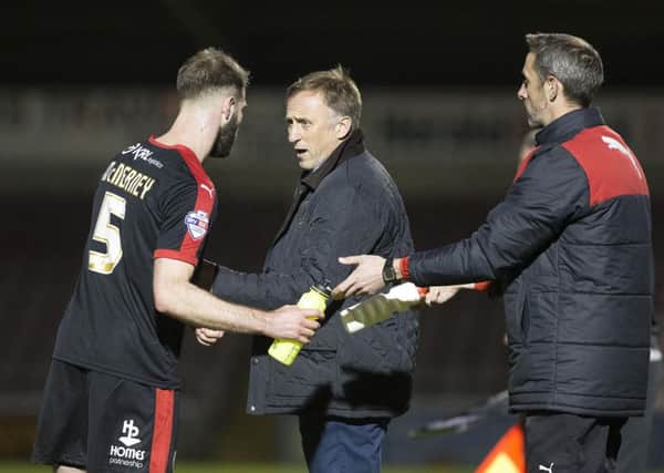 Mark Yeates hands out the instructions during Crawley's defeat to Northampton (picture by Kirsty Edmonds)