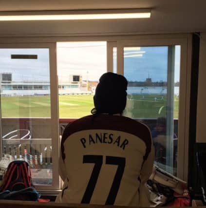 Monty Panesar faced Leicestershire's second team (picture: Twitter (@AlexWakely1))