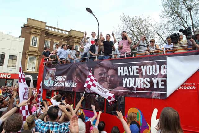 Cobblers victory parade. NNL-160805-185543009
