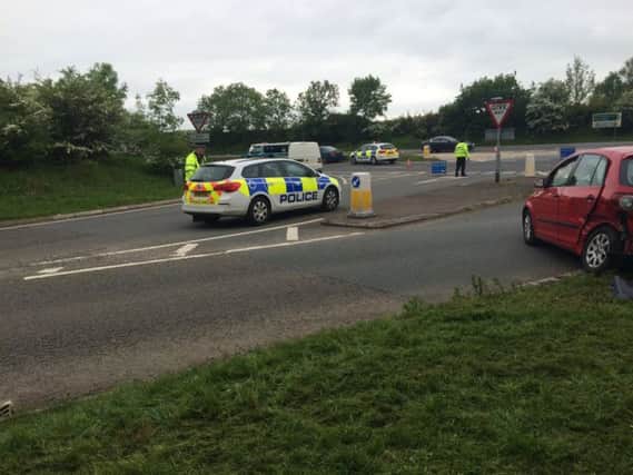 Police on scene dealing with a crash on the A43. Picture by @PCSO7041 NNL-160525-165637001