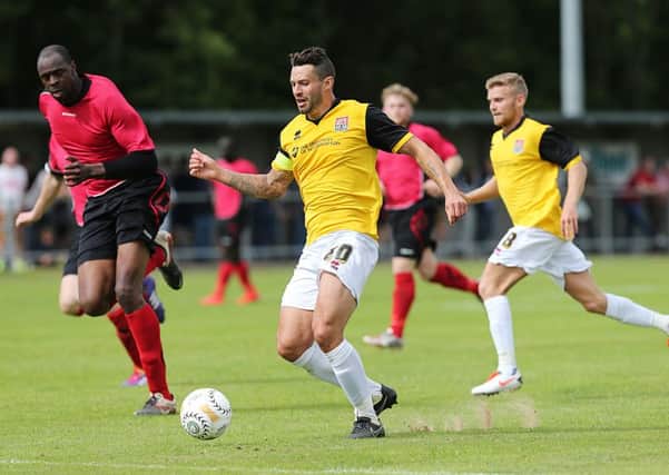 RANGERS RETURN - Cobblers skipper Marc Richards in action during the pre-season friendly at Sileby last year