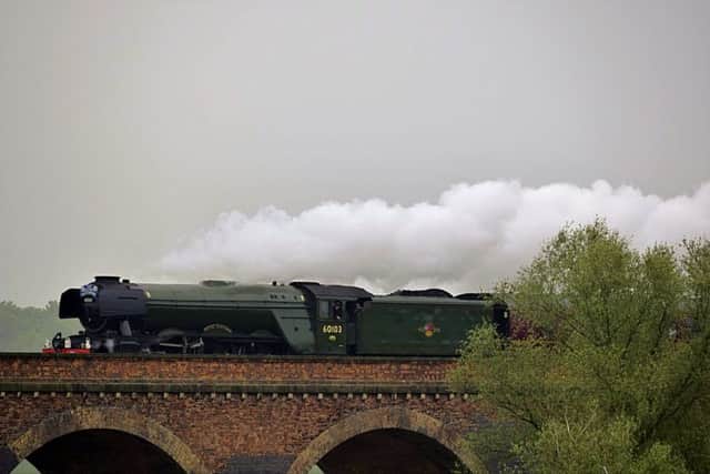 The Scotsman crossing Harringworth Viaduct  this morning. Picture courtesy of Claire Sager.