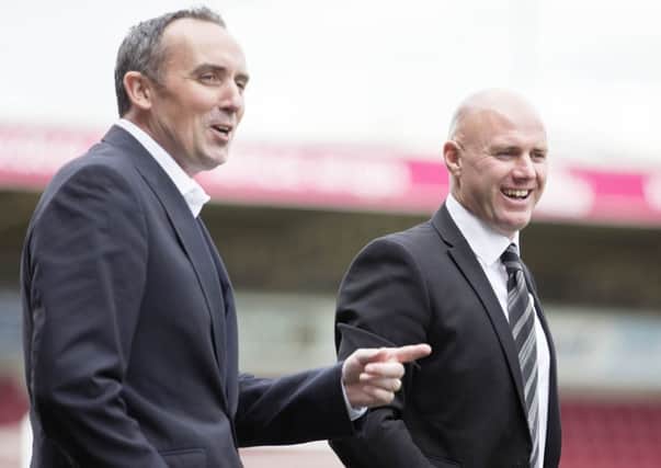 Cobblers chairman Kelvin Thomas (left) and manager Rob Page