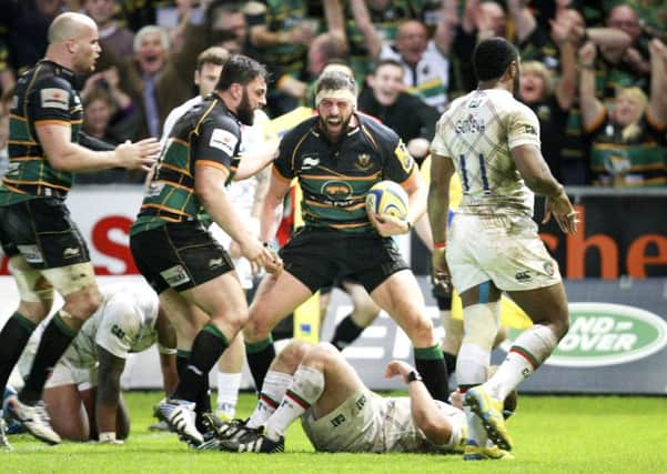 Tom Wood scored a season-defining try against Leicester in 2014 (pictures: Linda Dawson)