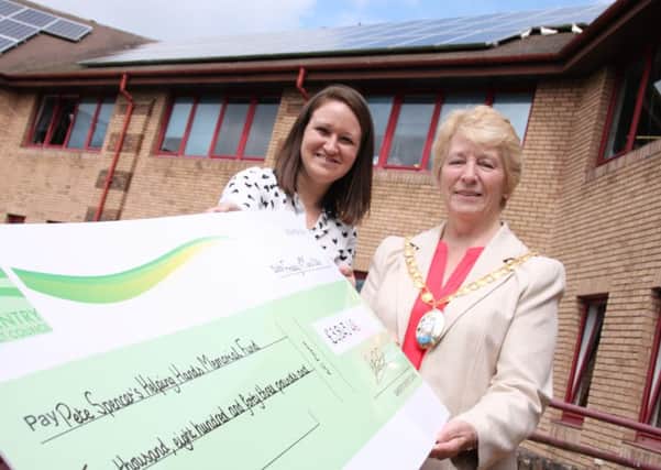 Claire Lister (left) from the Pete Spencers Helping Hands Memorial Fund, with Councillor Deanna Eddon