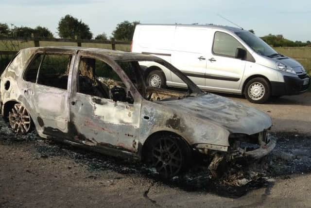 A car burnt out on the Southbrook