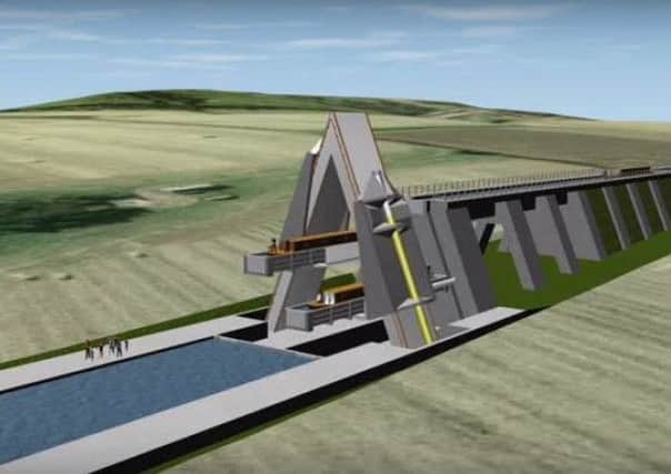 An artists impression of the proposed boat lift along the Daventry Canal Arm.
