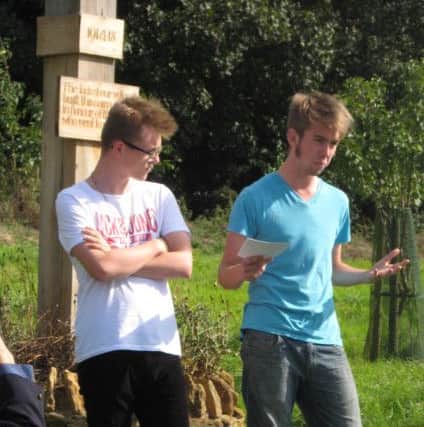 Tom and Joe explaining why they wanted to build a memorial cairn