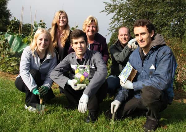 From left: DDCs Environmental Improvement Officer Joely Slinn, Events and PR Co-ordinator at Daventry Town Council Zoe Catlin, Volunteer Petar Georgiev, Town Council Allotments Officer Lorna White, and volunteers Steve Clarkson and Daniel Greaves.