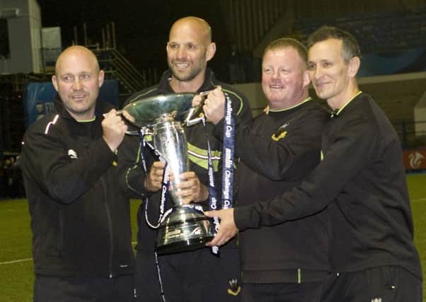 Alex King (left) and Alan Dickens (right) were part of the Saints coaching staff for the 2014 Amlin Challenge Cup triumph (picture: Linda Dawson)